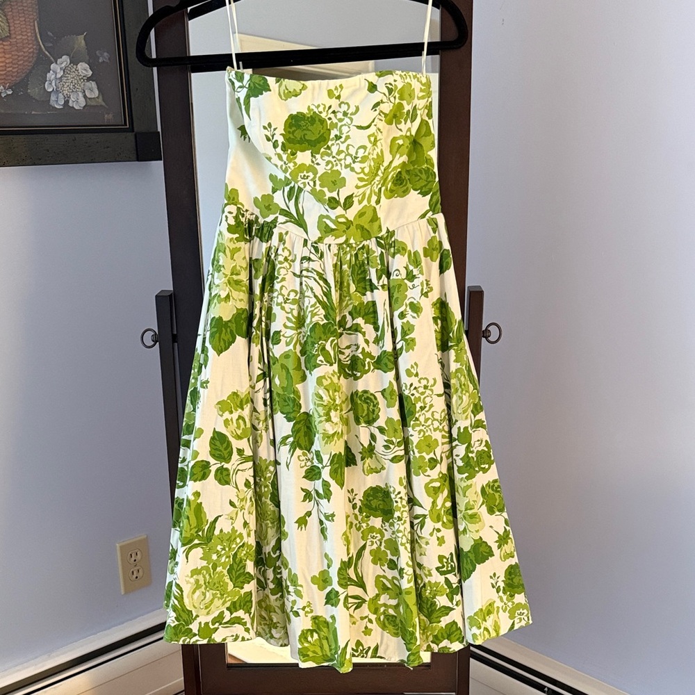 Reformation Size 0 Floral Green and White Dress
